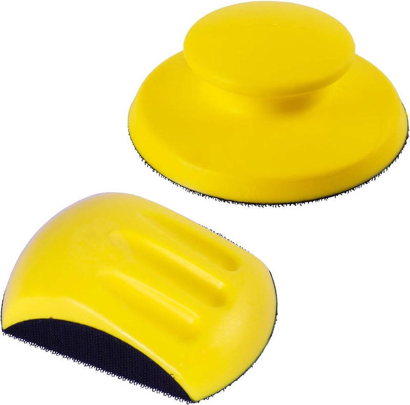Vesagrin 5 Inch Hand Sanding Block Hook and Loop Sanding Block 2 PCS Round and Mouse Hand Sanding Blocks Foam Sanding Blocks Auto Body Hand Sanders for Wood Mouse Sanding Pad Sandpaper Holder - Image 1
